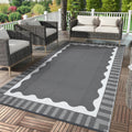 Garvee Outdoor Rug Modern Border Rug Waterproof Reversible Plastic Straw Rugs For Patio Balcony Porch Camping