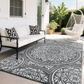 Garvee Outdoor Rug Waterproof Reversible Plastic Straw Rug Portable Foldable Floral Pattern Mat For Patio Camping Porch
