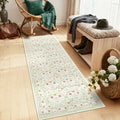 Garvee Washable Area Rugs For Living Room Bedroom Floral Print Non Slip Low Pile Rug