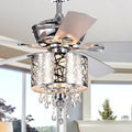 Garvey 5 Blade 52 Inch Chrome Ceiling Fan With 3 Light Crystal Chandelier Remote Controlled