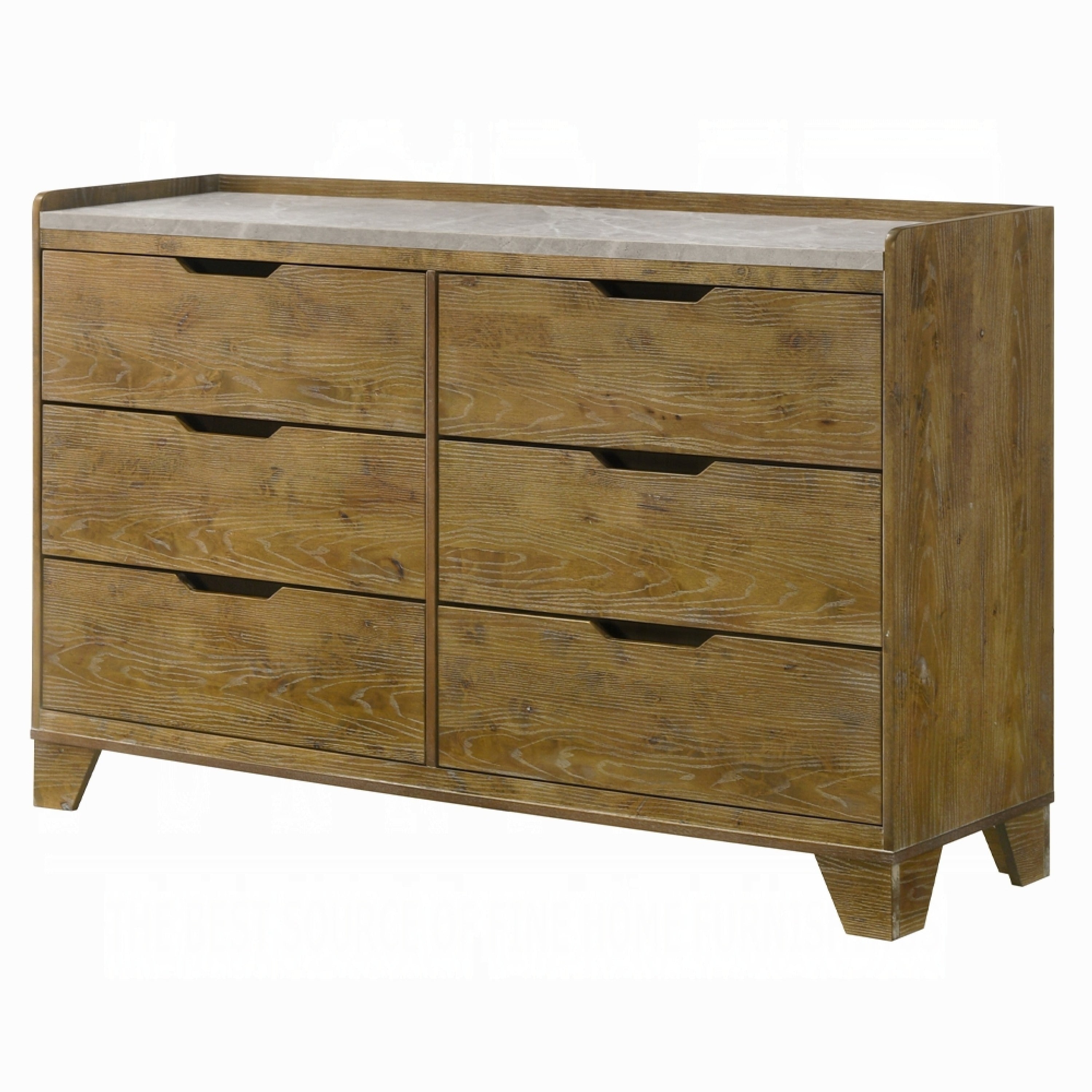 Gary 59 Inch Dresser 6 Drawers W Cutout Handles Farmhouse Aspen Brown