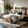 Gary King Size Bed With Tufted Headboard And Usb Ports Aspen Brown Wood