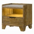 Gary Nightstand With Led 1 Drawer And Open Cubby Farmhouse Aspen Brown