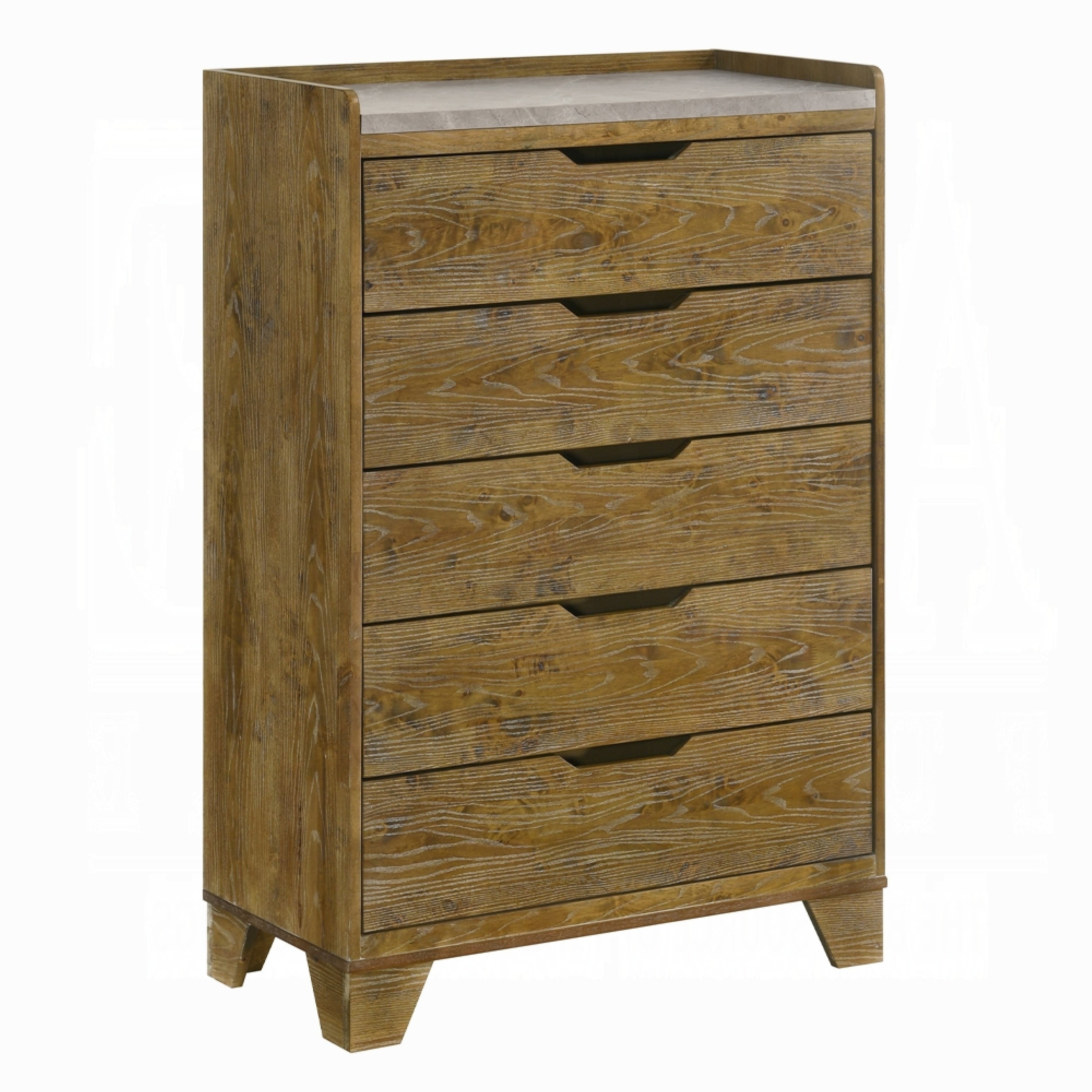 Gary Tall Dresser Chest 5 Drawer Cutout Handles Farmhouse Aspen Brown
