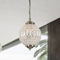 Gaskara 3 Light 11 Inch Crystal Antique Gold Globe Pendant
