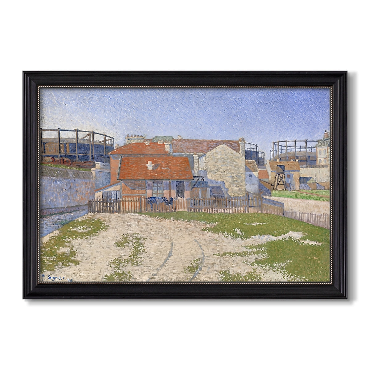 Gasometers At Clichy 1886 Paul Signac Custom Framed Canvas