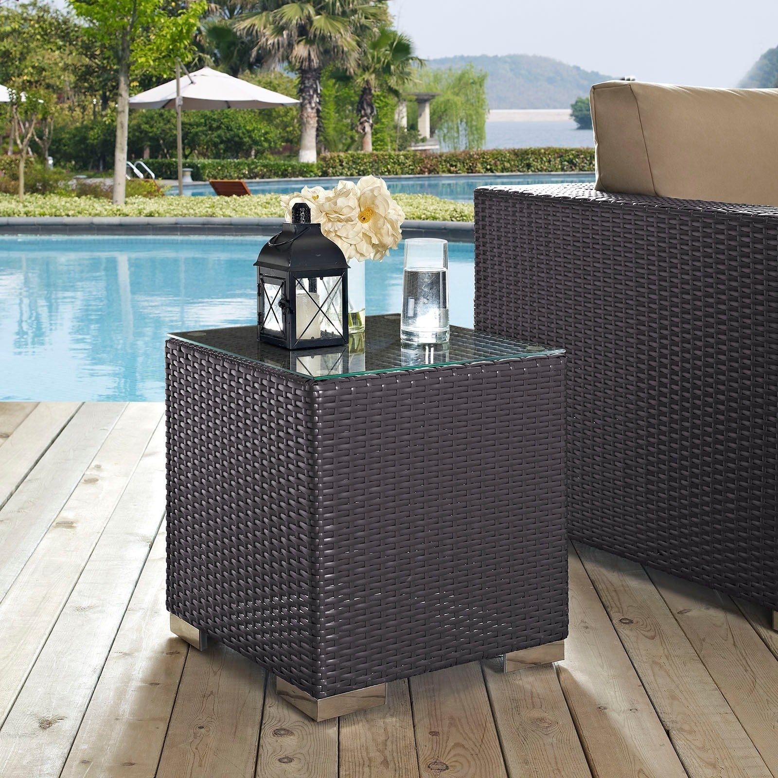 Havenside Home Bocabec Outdoor Patio Rattan Weave Side Table