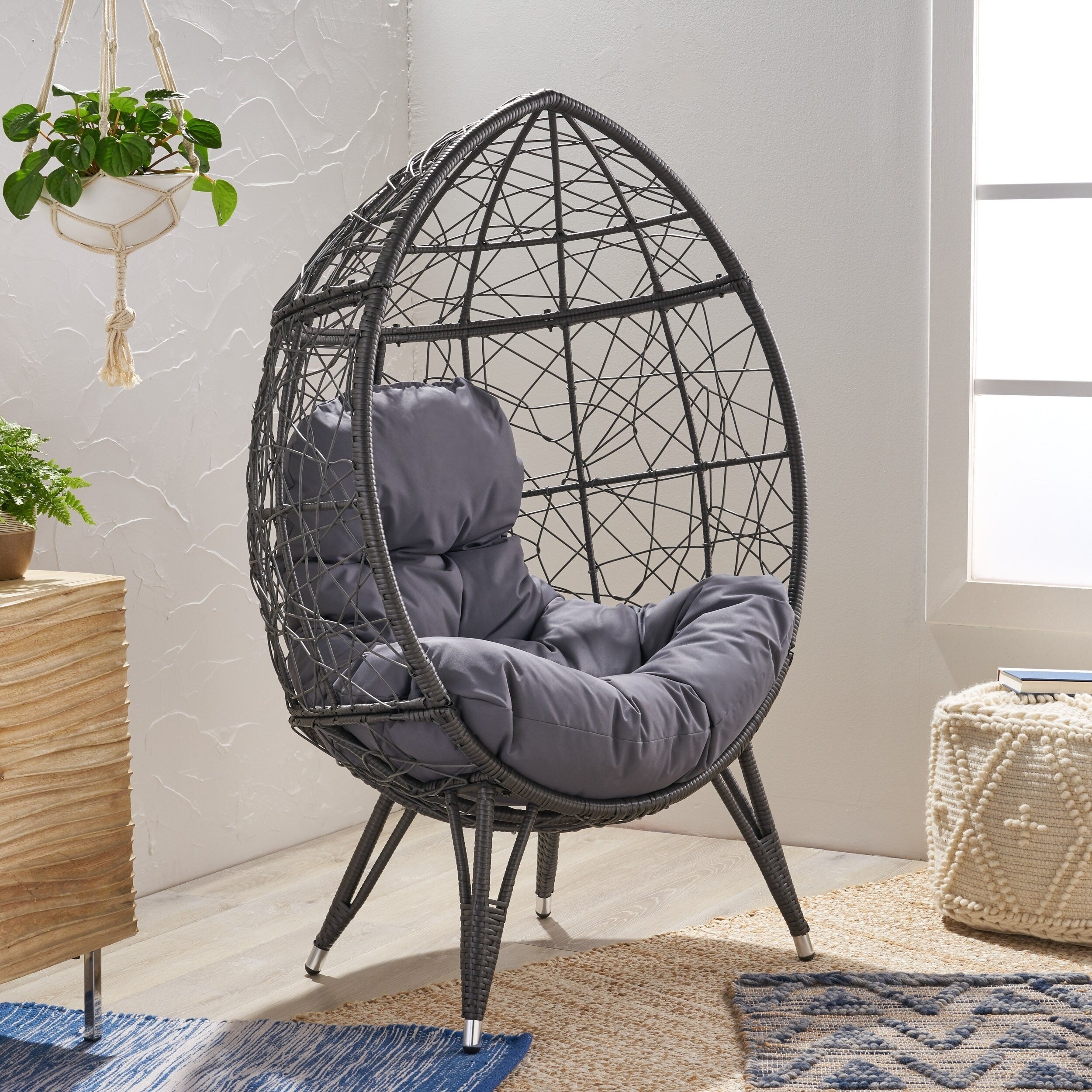 Gavilan Indoor Wicker Teardrop Chair With Cushion By Christopher Knight Home