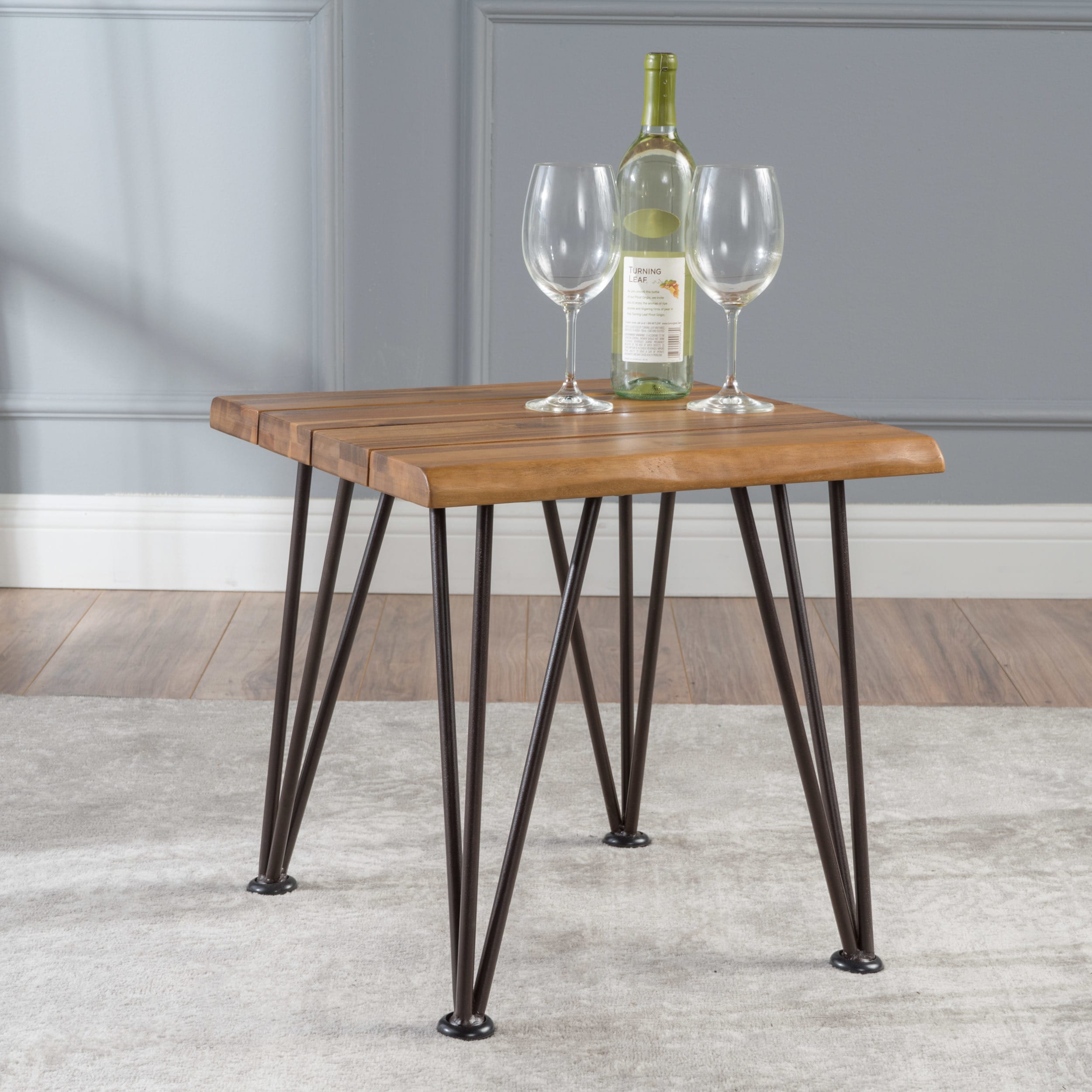 Geania Acacia Wood Industrial Side Table By Christopher Knight Home