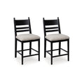 Gela Counter Height Chair Set Of 2 Beige Seat Black Ladderback