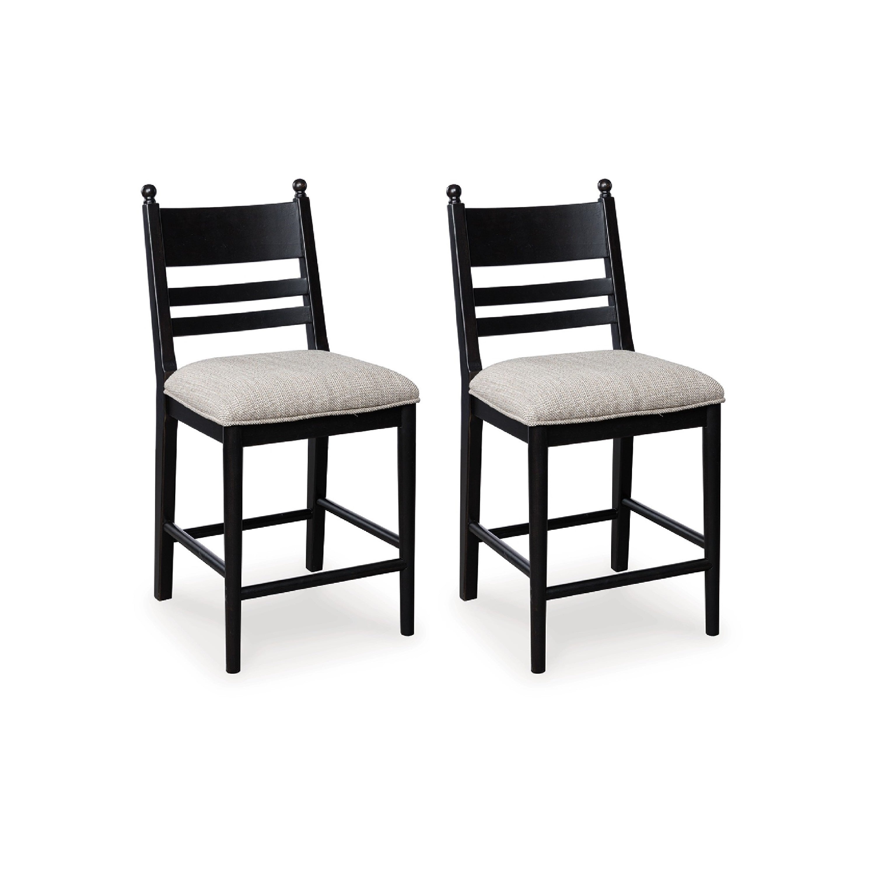 Gela Counter Height Chair Set Of 2 Beige Seat Black Ladderback