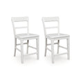 Gela Counter Stool Chair Set Of 2 Stylized Ladder Back Plank Seat White