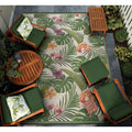Gelato Royal Fern Ivory Green Indoor Outdoor Area Rug 53 X 76