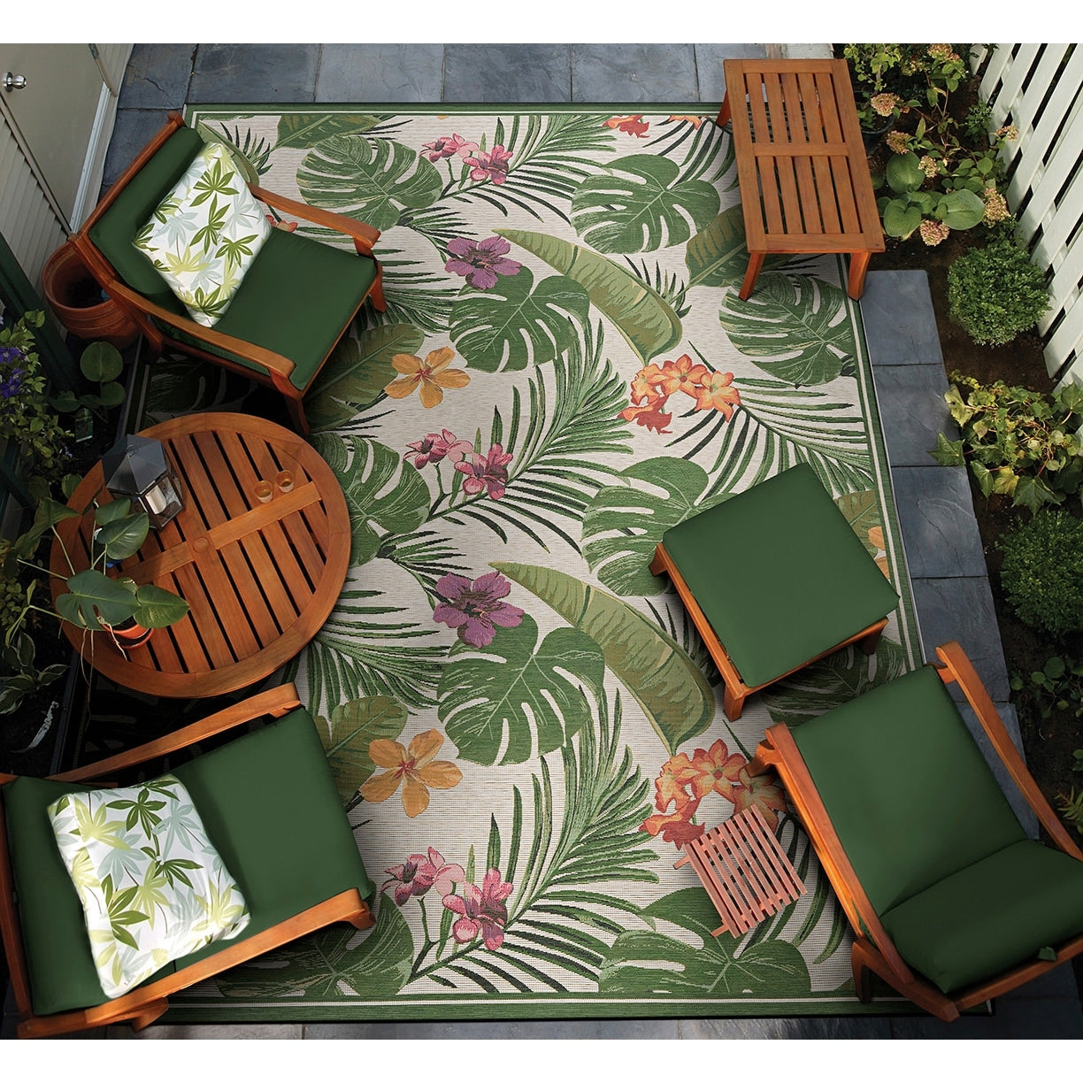 Gelato Royal Fern Ivory Green Indoor Outdoor Area Rug 53 X 76