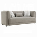 Gely 87 Inch Sofa With 3 Accent Pillows Straight Arms Gray Chenille