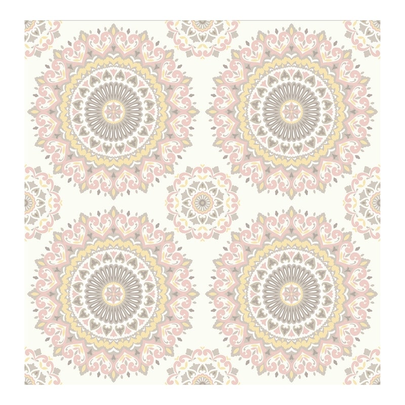 Gemma Light Pink Boho Medallion Wallpaper 20.5In X 396In X 0.025In