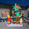 Gemmy Airblown Inflatable 11.5Ft Christmas Light Grinch Cindy Lou And Max On Christmas Tree Scene Dr. Seuss