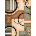 Well Woven Generations Modern Abstract Geometric Circles Light Blue Beige Ivory Brown Area Rug 93 X 126