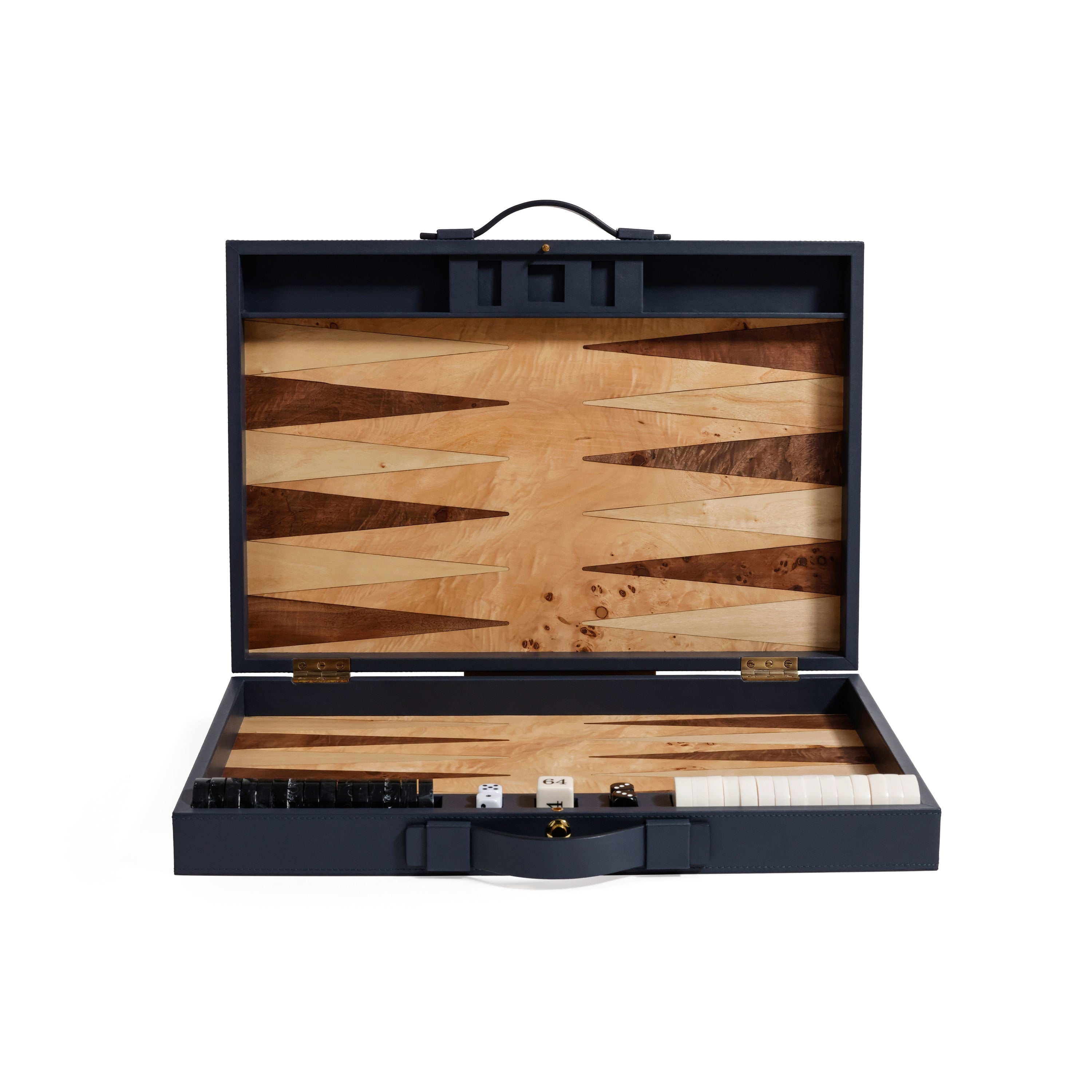 Geneva 19 Folding Backgammon Board Game Set Wood Veneer Playing Surface