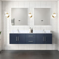 Geneva 72 Double Vanity Marble Top Square Sink No Mirror