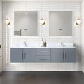 Geneva 80 Double Vanity Marble Top Square Sink 30 Led Mirrors