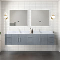 Geneva 84 Double Vanity Marble Top Square Sink 36 Led Mirrors