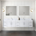 Geneva 84 Double Vanity Marble Top Square Sink No Mirror