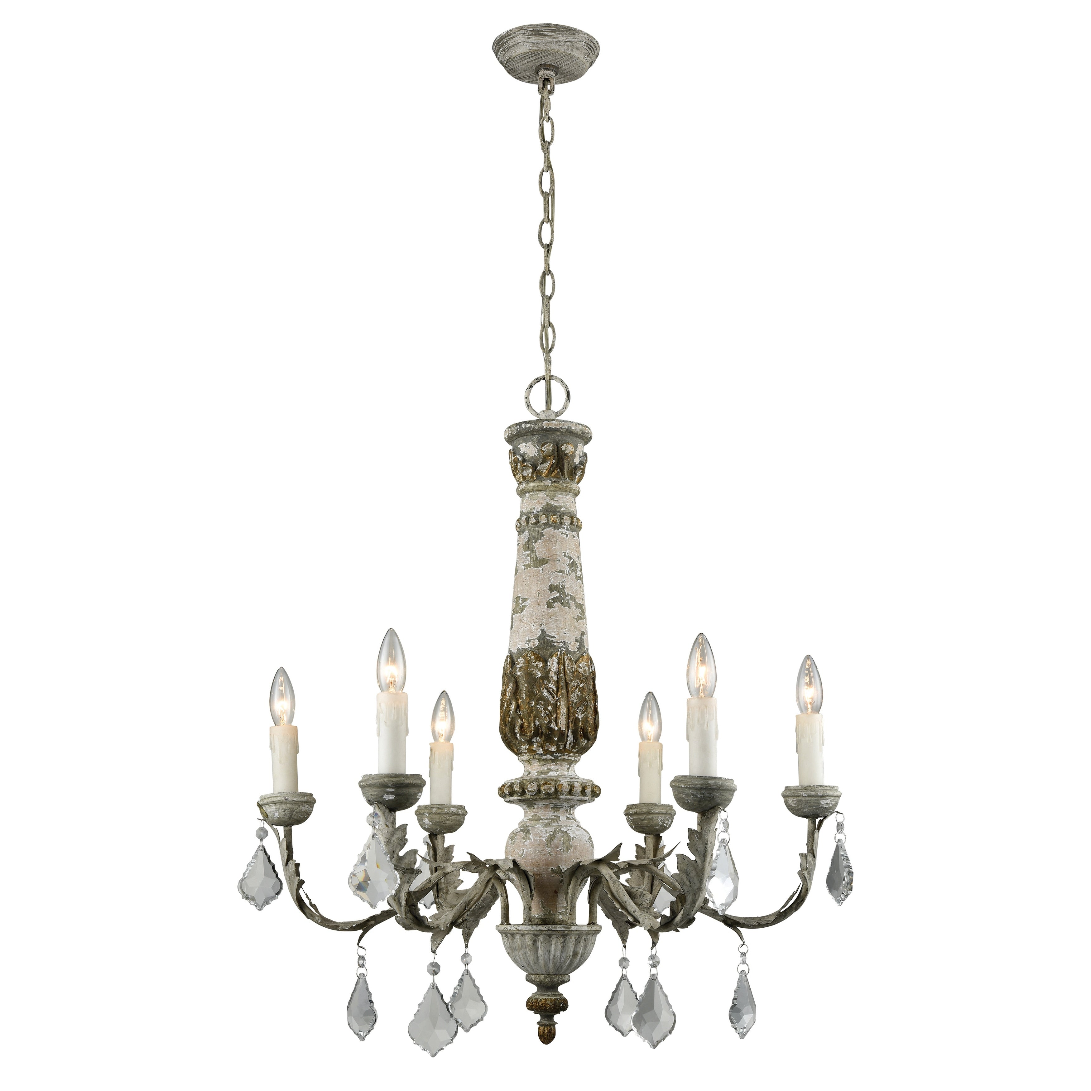 Genevieve 28 Inch Wide 6 Light Chandelier In Aged Cream 28In W X 28In D X 31In H