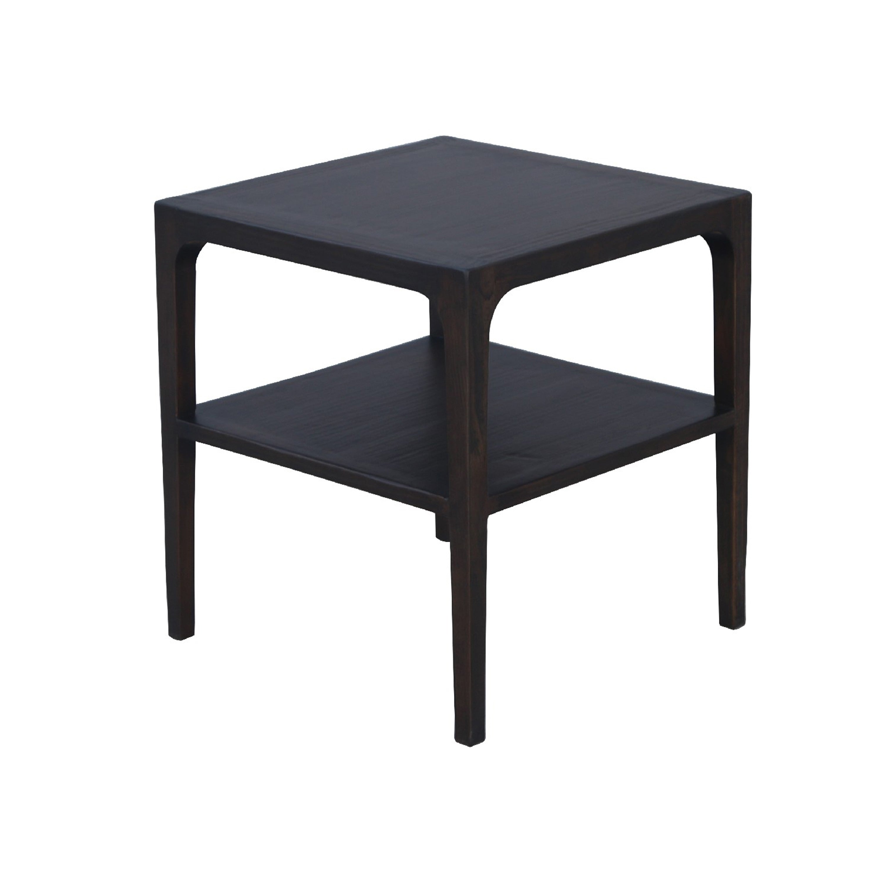 Geni Corner Table 22 Inch Square Top W Shelf Parsons Style Java Gray