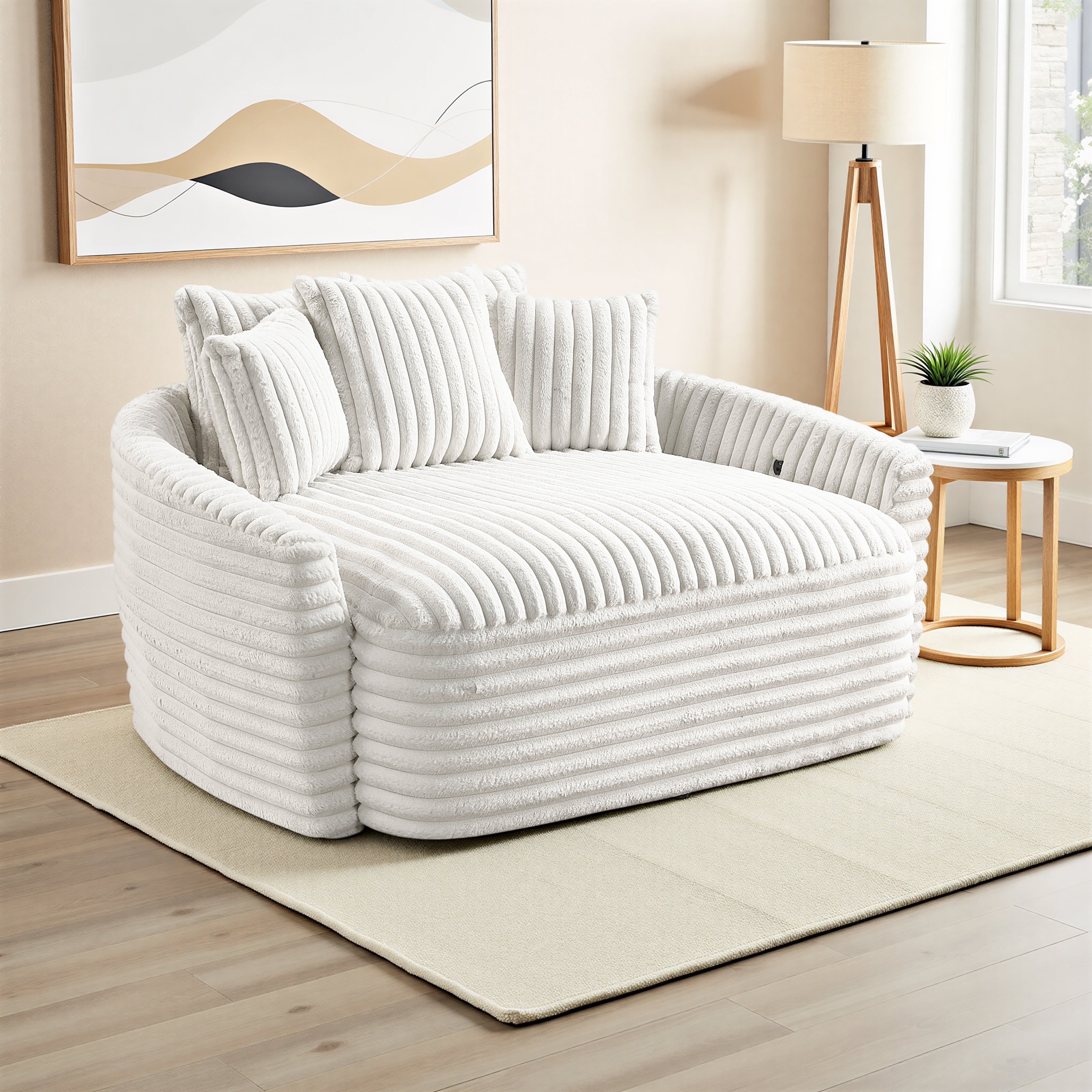 Genor 65.5 Corduroy Living Room Chaise Lounge With Usb Charging Port