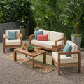 Genser Outdoor 4 Seater Acacia Wood Chat Set By Christopher Knight Home