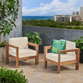 Genser Outdoor Wooden Club Chairs With Cushions Set Of 2 By Christopher Knight Home