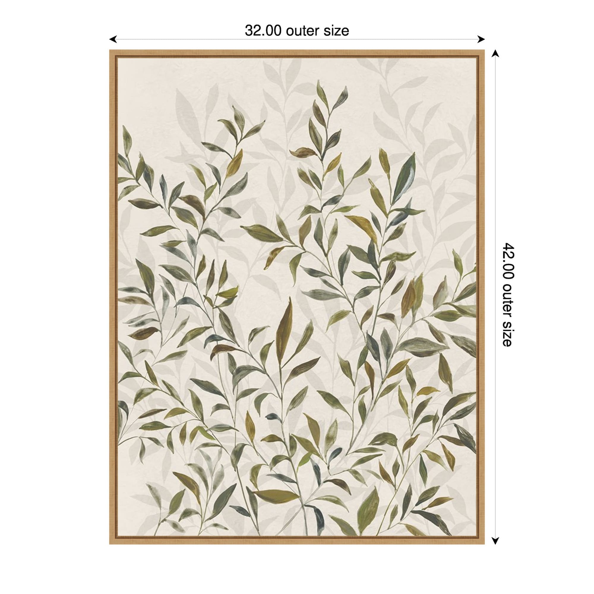 Gentle Leaves In Muted Greens By Hannah Dawson Framed Canvas Wall Art Print