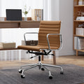 Genuine Leather Office Chair With Chrome Frame Adjustable Swivel Chair
