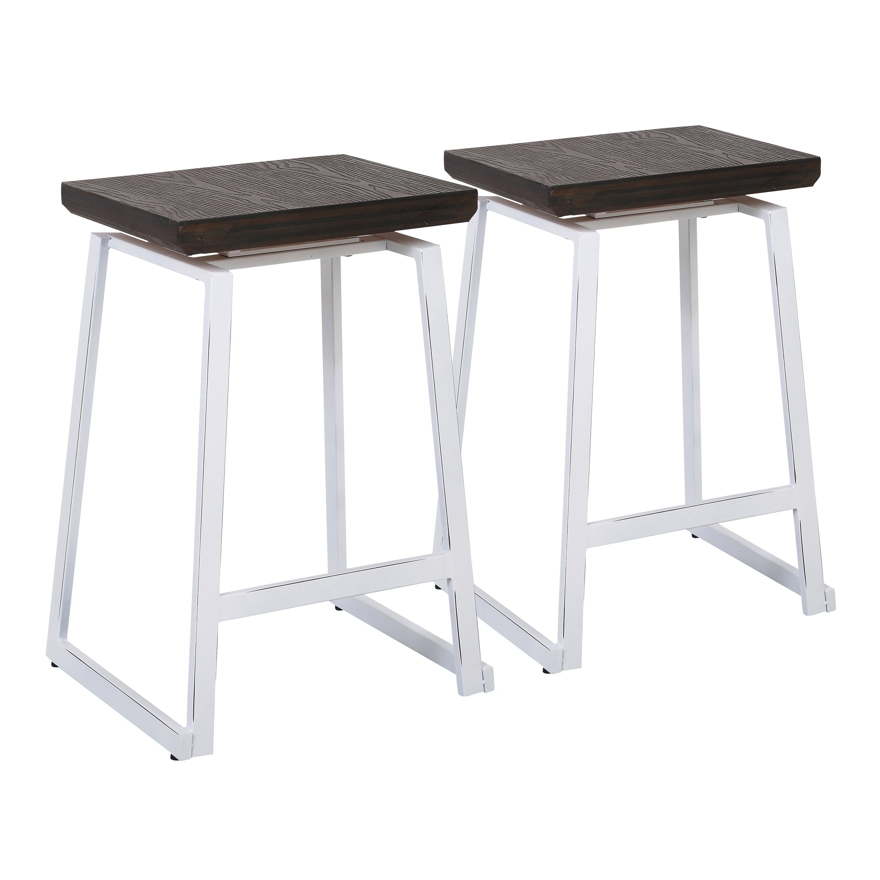 Carbon Loft Richard Espresso White Industrial Counter Stools Set Of 2