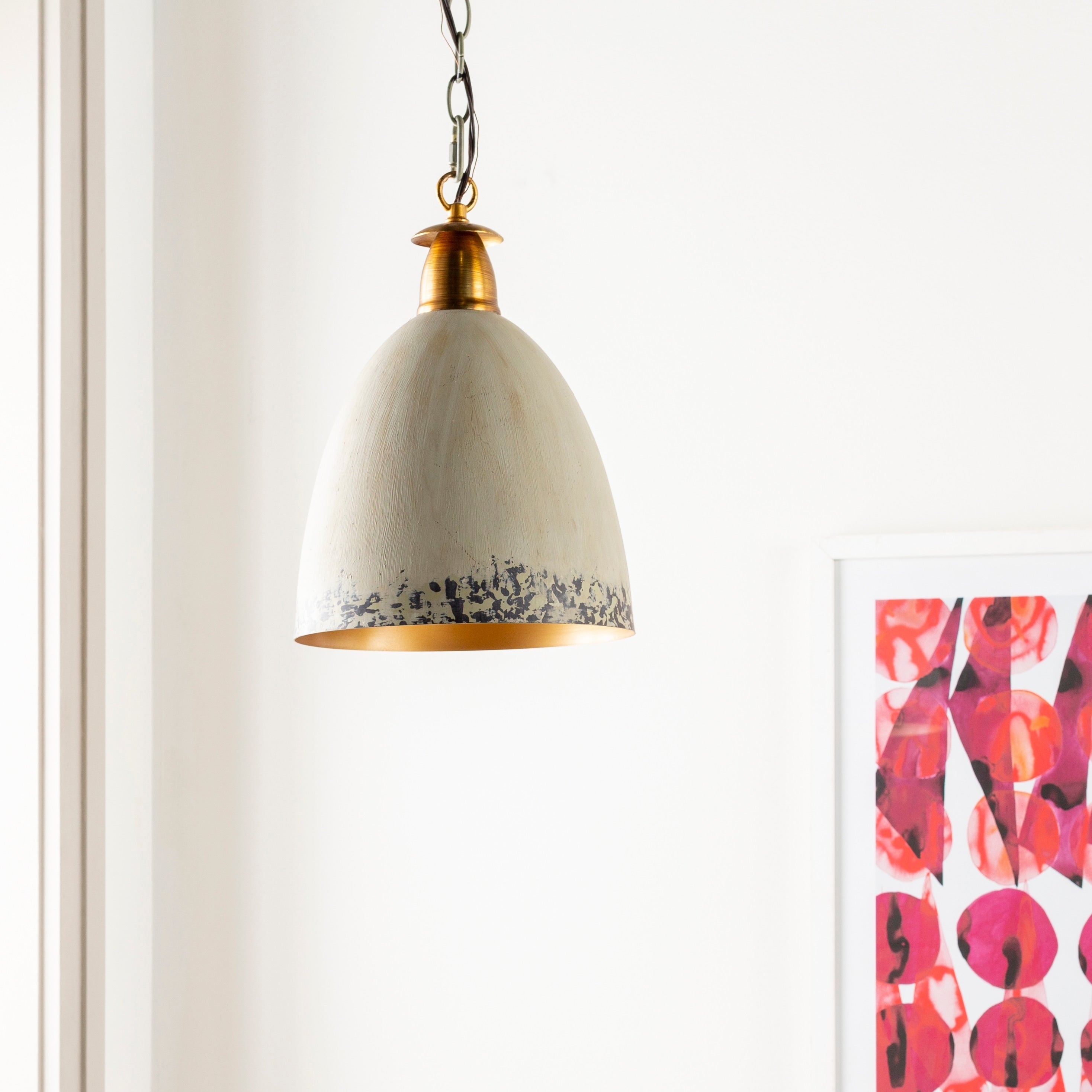 Geoff Grey Painted Metal Hanging Pendant 11.75 H X 11.75 W X 17.25 D