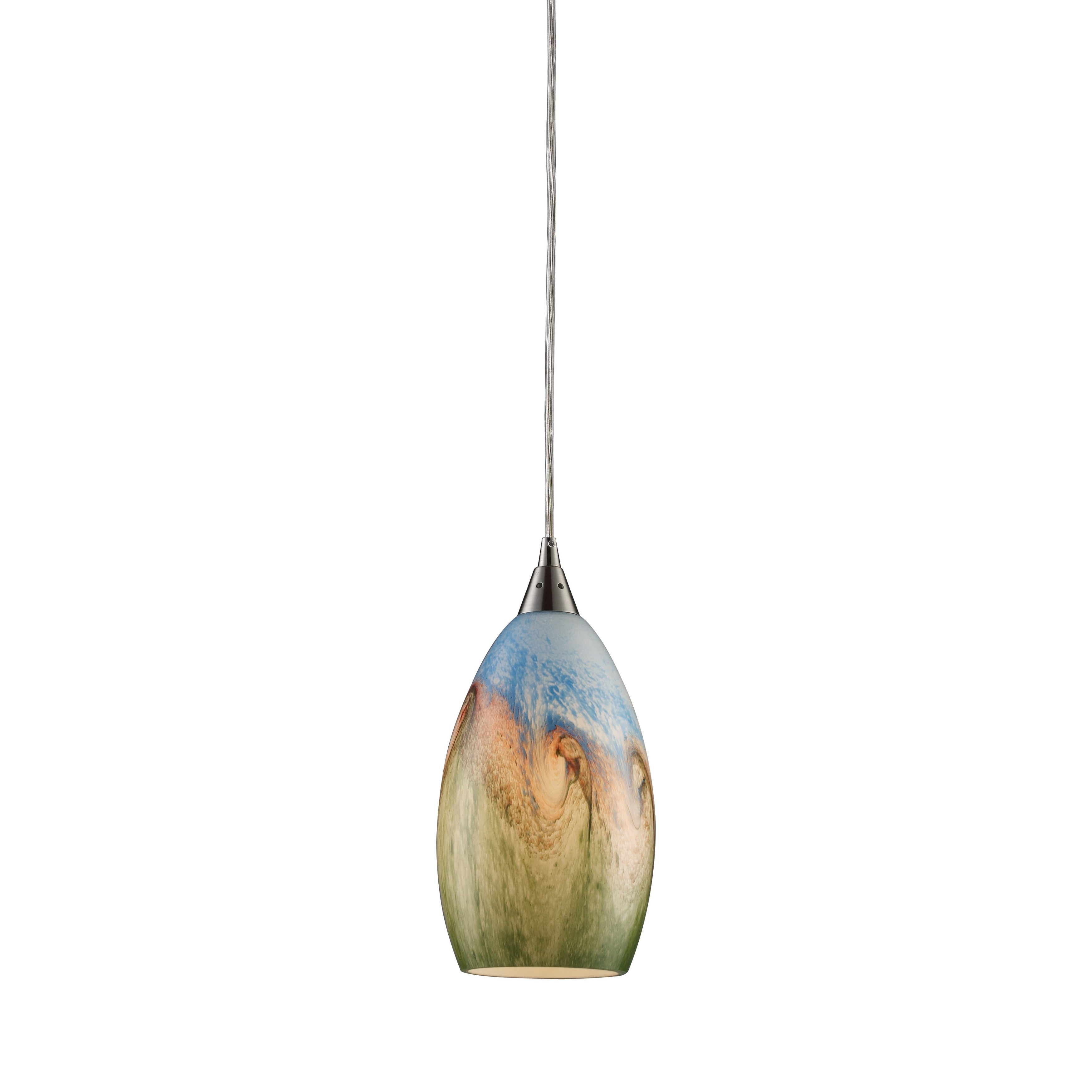 Geologic 6 Inch Wide 1 Light Pendant In Satin Nickel 6In W X 6In D X 10In H