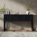Geometric Carved Console Table Hallway Table With 3 Drawers Entryway Table Sofa Table With Fluted Legs