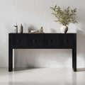 Geometric Carved Console Table With 3 Drawers Fluted Leg Entryway Sofa Accent Table