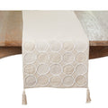 Geometric Circle Embroidered Cotton Table Runner Decorative Non Reversible Table Runner For Dining Table 16 X72