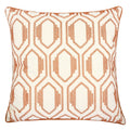 Geometric Embroidered Cotton Throw Pillow Rust Modern Accent Set Of 2
