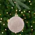 3.9 White Striped Glass Christmas Ball Ornament
