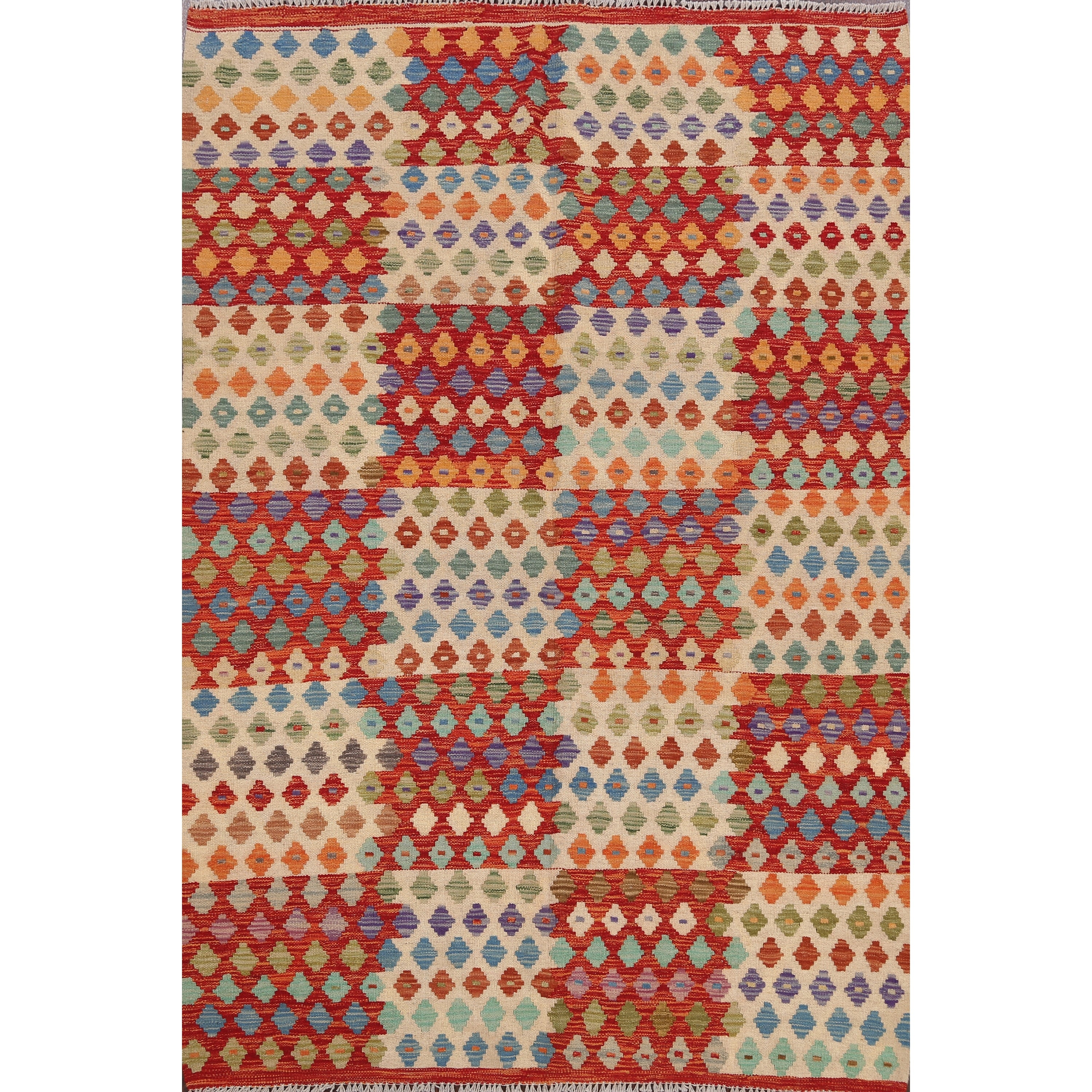 Geometric Kilim Oriental Home Decor Area Rug Wool Flat Weave Carpet 52 X 65