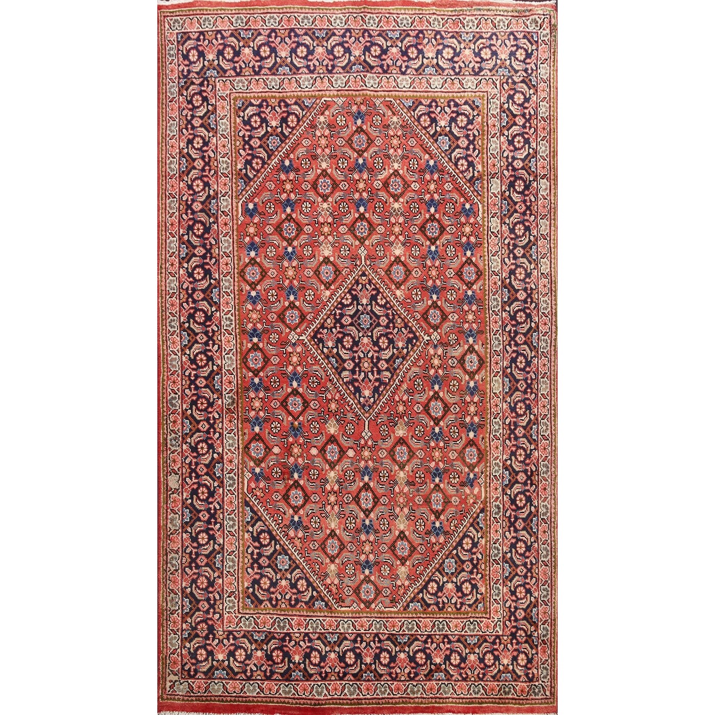 Geometric Mahal Persian Area Rug Wool Handmade Living Room Carpet 66 X 103