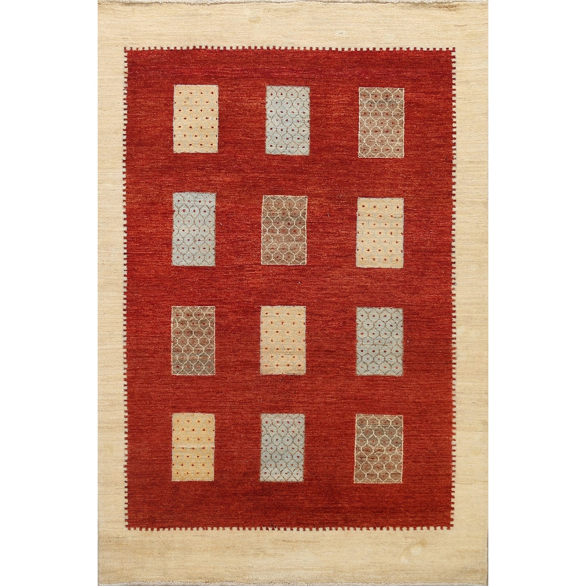 Geometric Modern Gabbeh Kashkoli Oriental Area Rug Wool Handmade 60 X 77