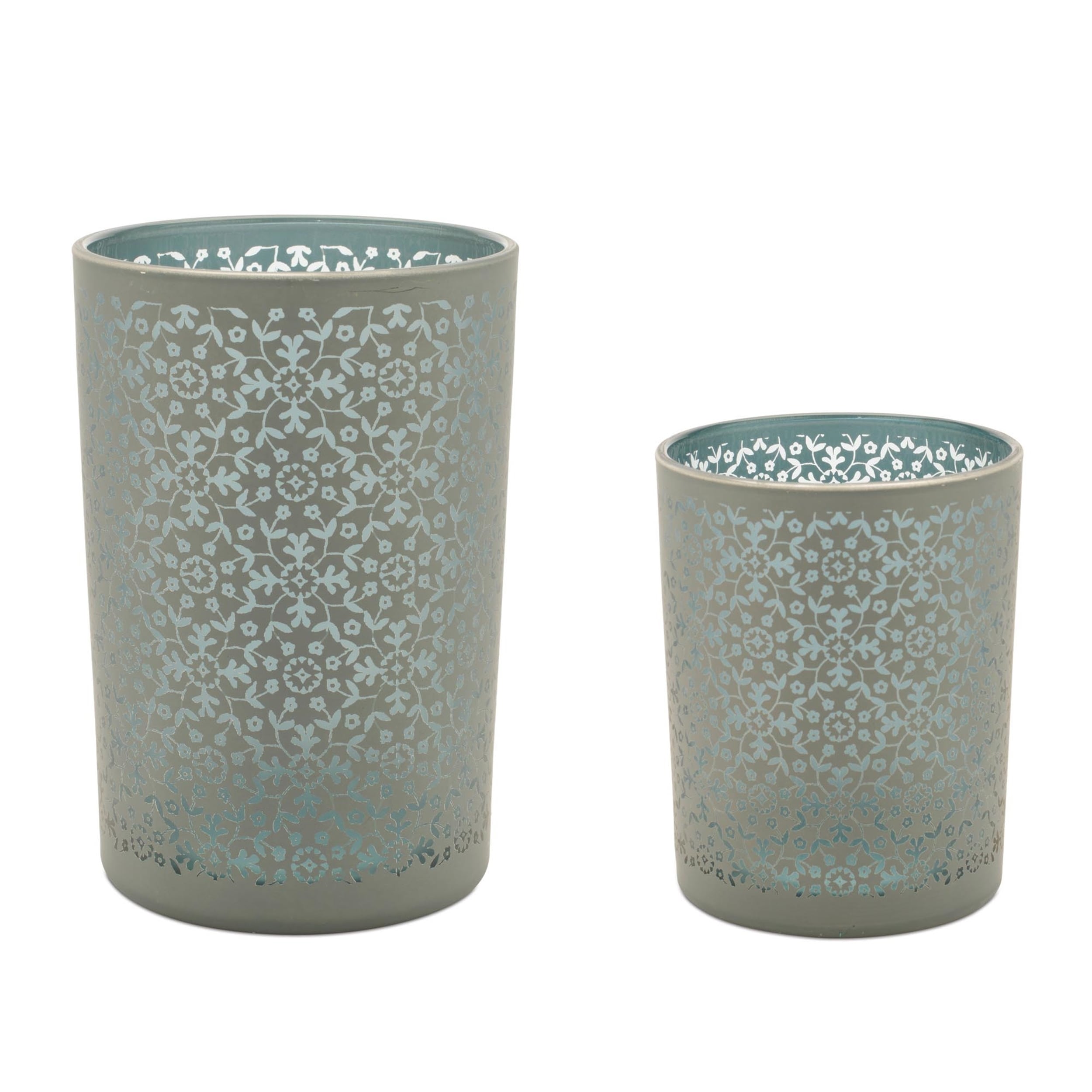 Geometric Patterned Candle Holder Set Of 3