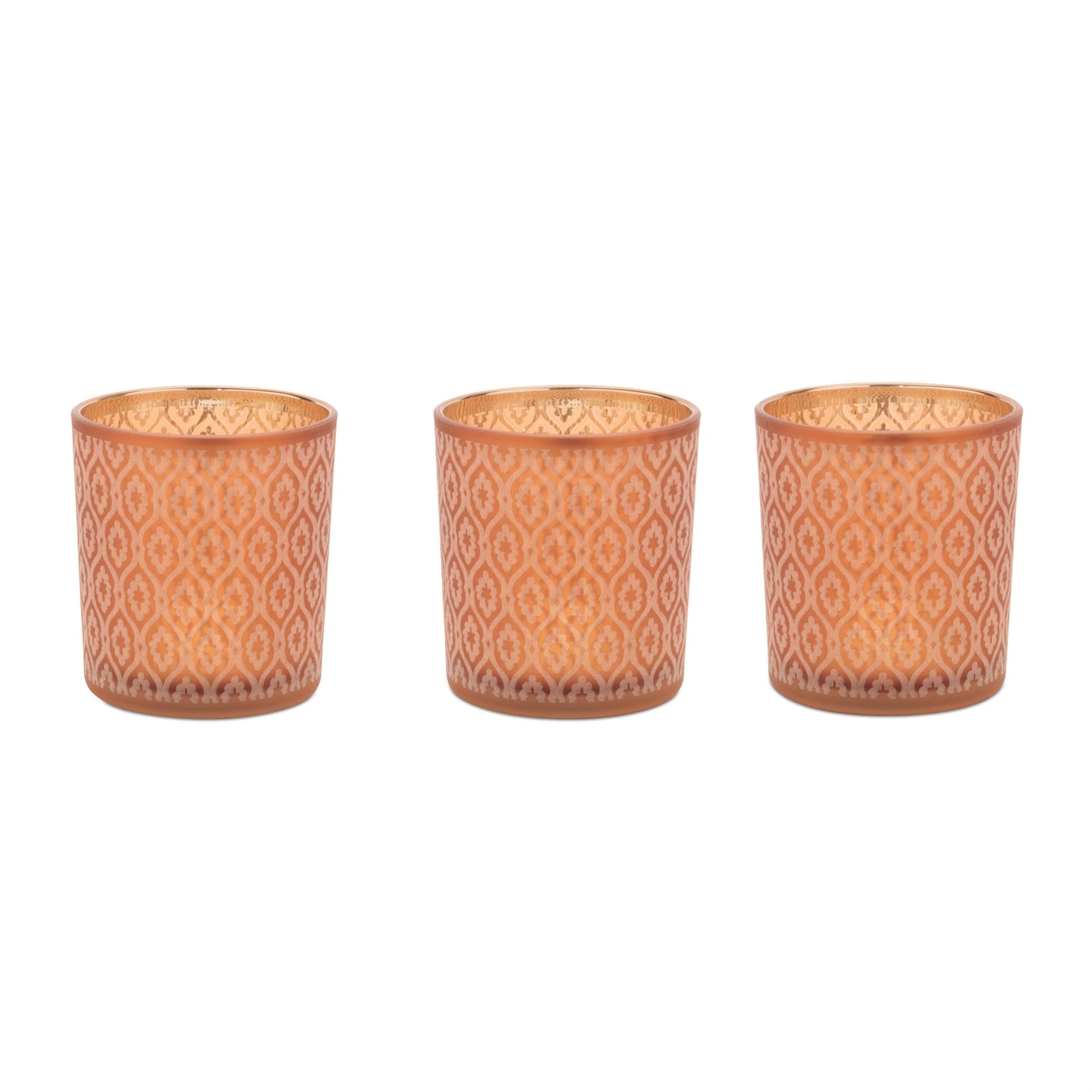 Geometric Patterned Votive Holder Set Of 3