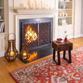 Geometric Steel Fireplace Screen With Doors