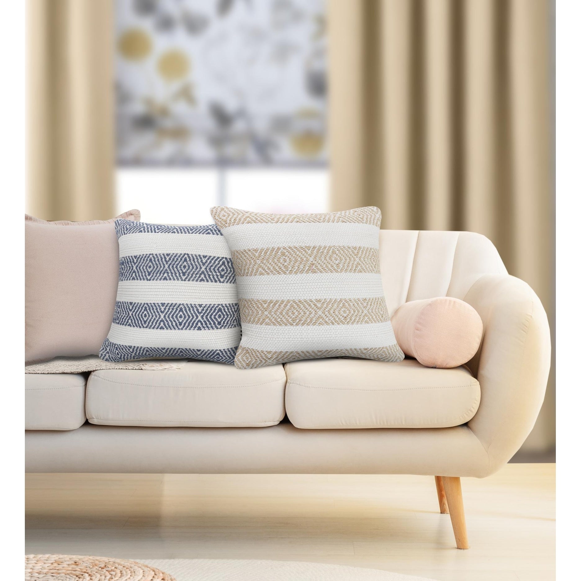 Geometric Stripes Patterned Throw Pillow