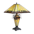 Geometric Tiffany Style 3 Light Blackish Bronze Double Lit Table Lamp 16 Shade